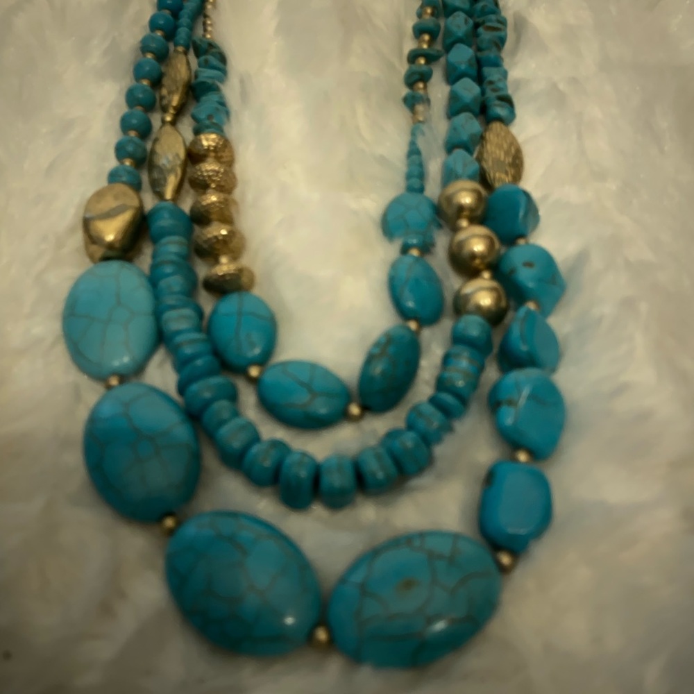 Stella and Ruby Turquoise and Gold Beaded Necklace